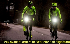 Cyclistes: feux avant et arrière doivent être non clignotant